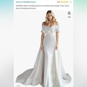 Brand new wedding dress by Marsen and detachable train.